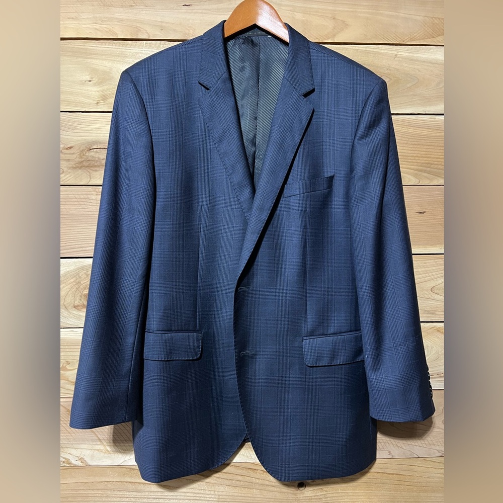 Men’s Lanificio Tesse Biela Hugo Boss Sports Blazer Jacket 44 Plaid Blue